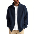 Men's loose fit cardigan sweater coat in acrylic blend fabric showing colour options