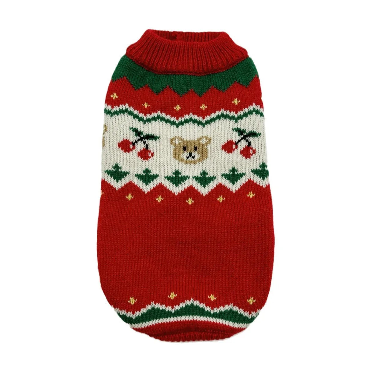 Christmas red cherry polyester pet sweater for small dogs and cats