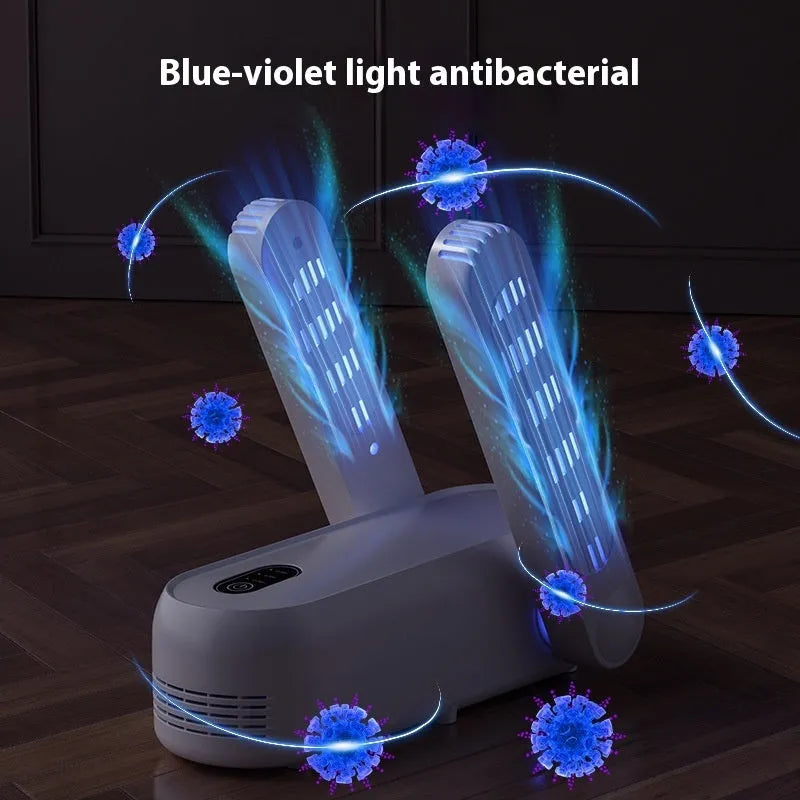D4 intelligent automatic shoe dryer with white finish and two drying nozzles for home use.