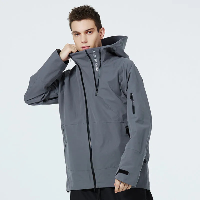 Unisex windproof waterproof ski suit in black colour with jacket and trousers