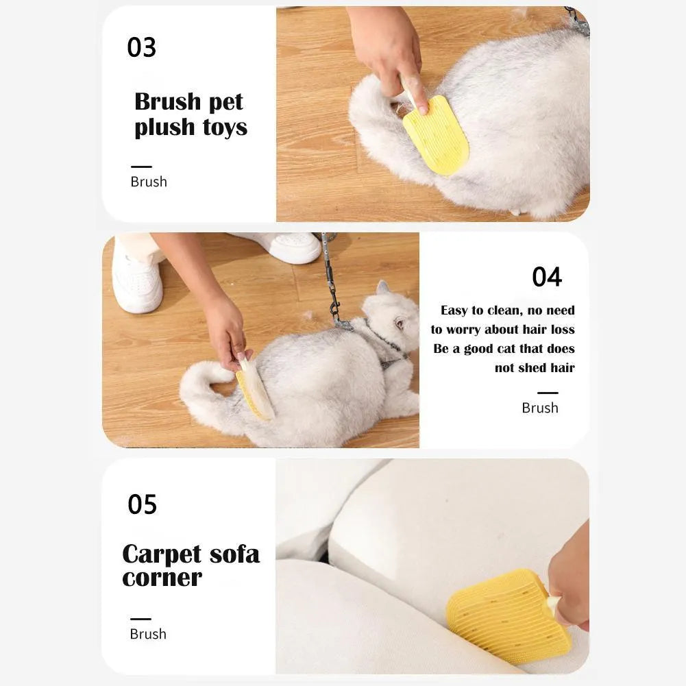 Soft silicone pet hair brush in green, foldable design for portable grooming