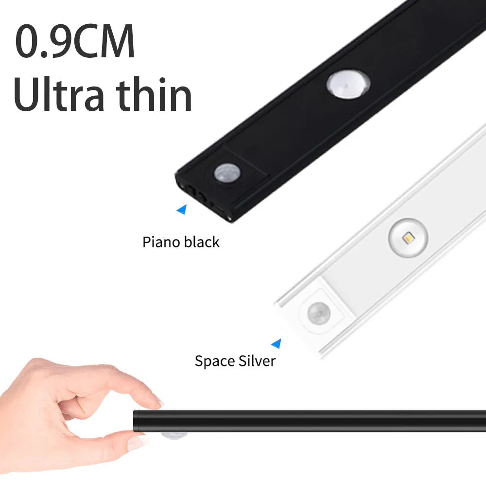 Black USB LED night light motion sensor aluminium strip for cabinet