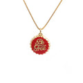 Copper bottle cap pendant necklace with 18K gold electroplating on a 40cm box chain
