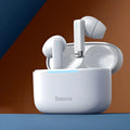 Pearl white true wireless earbuds with active noise cancellation in charging case, Bluetooth 5.3, IPX5 waterproof