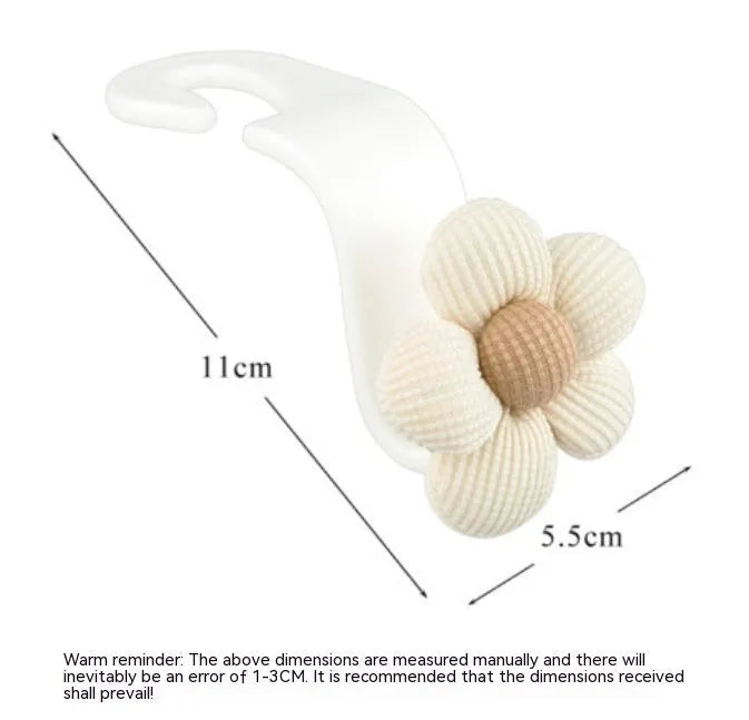 Plastic car seat hook in white Xuan Ya flower colour, 11x5.5cm, for hanging storage on seat back