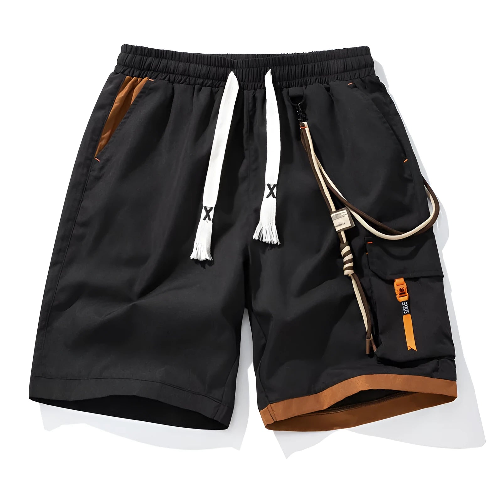 Men's bamboo fibre plus size sports shorts in coffee colour showing straight-leg cropped design