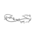 Cross twisted branch sprout bracelet in electroplated white gold Z4136 on a natural background