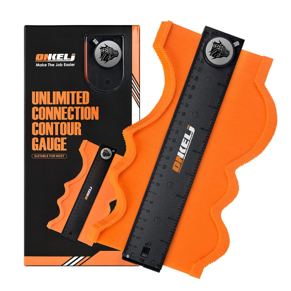10-inch contour gauge with infinite stitching and locking mechanism for profile transfer tasks