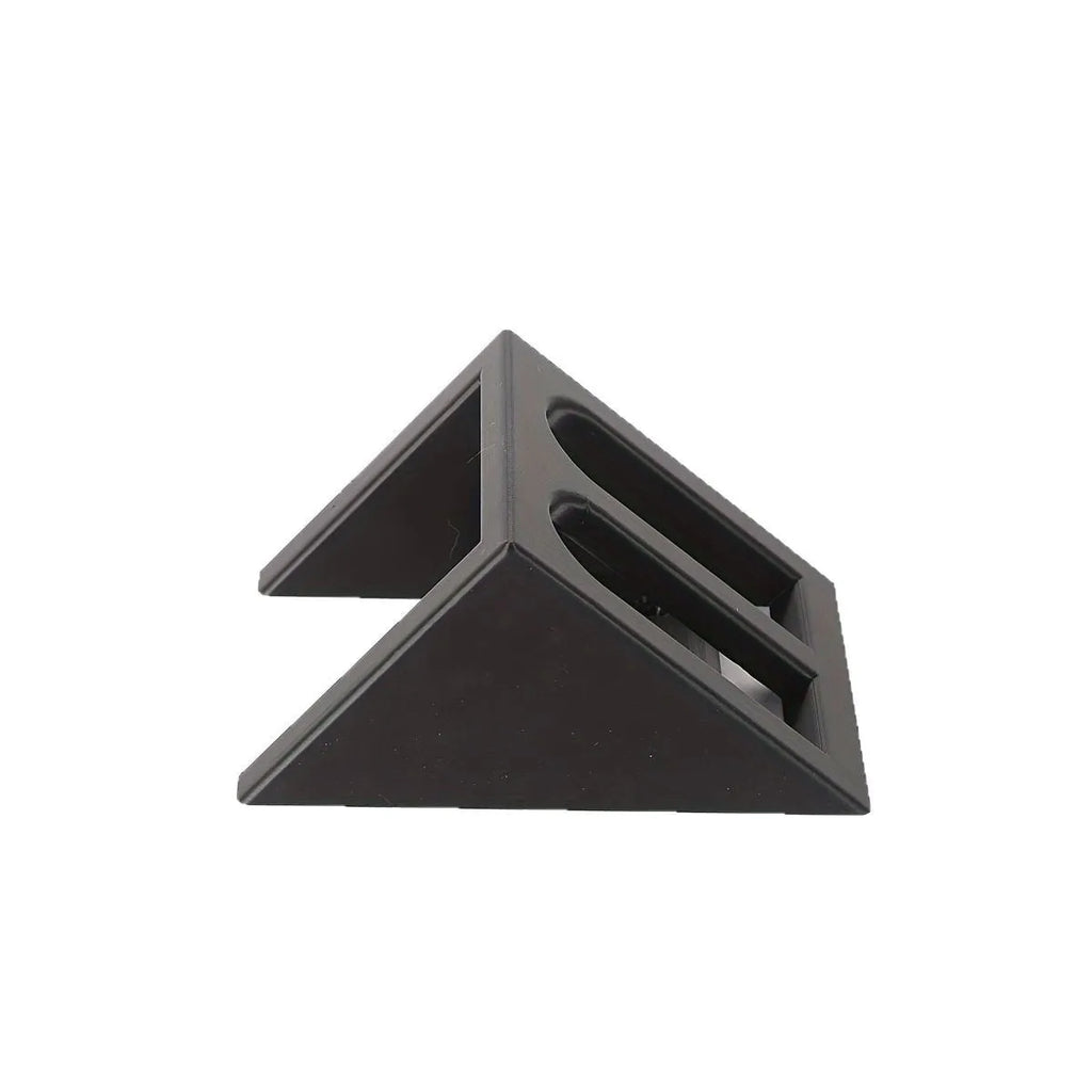 Black punk-style plastic pistol stand for toy gun display.