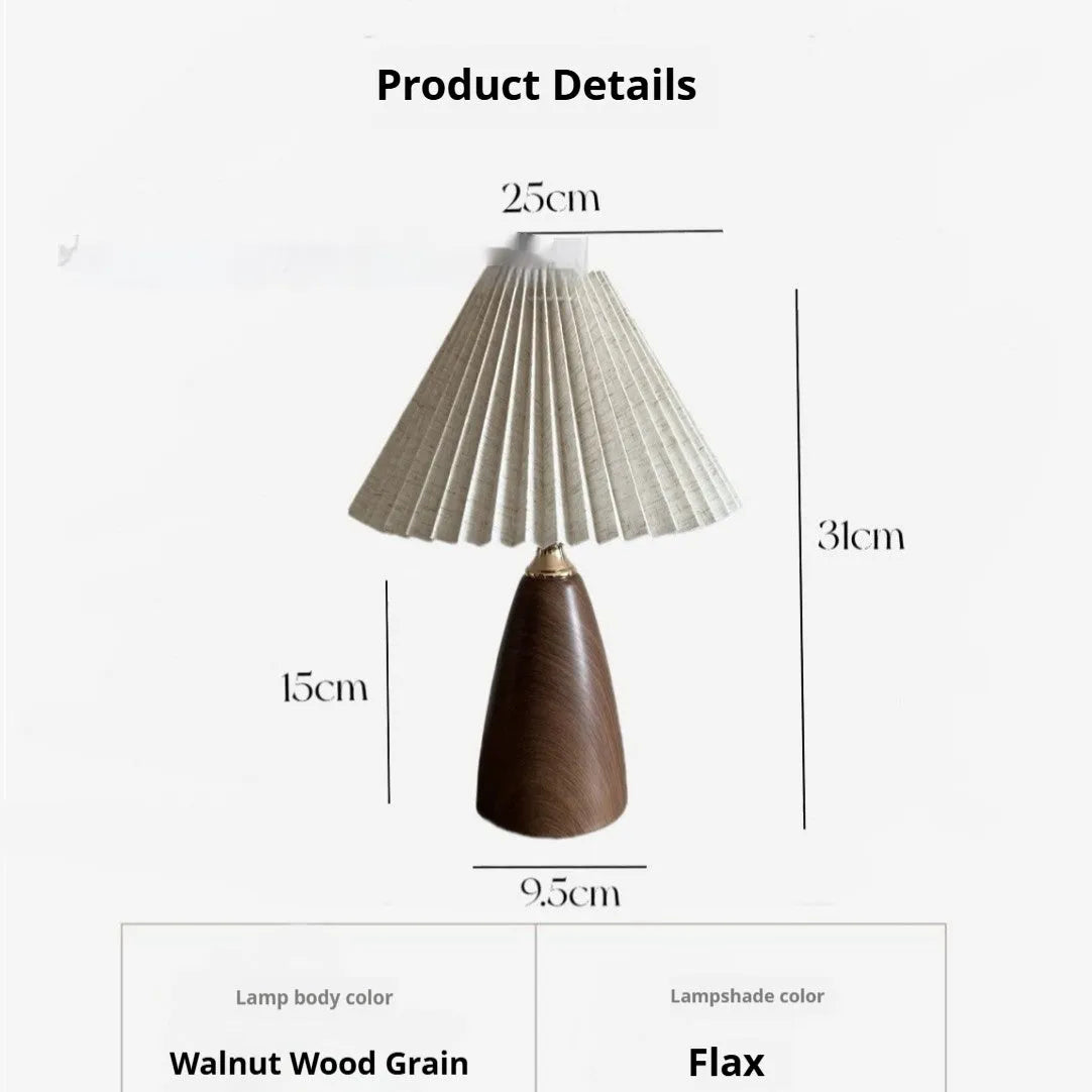Nordic retro ceramic table lamp with pleated shade and remote control, bedside warm light, tapered floral style