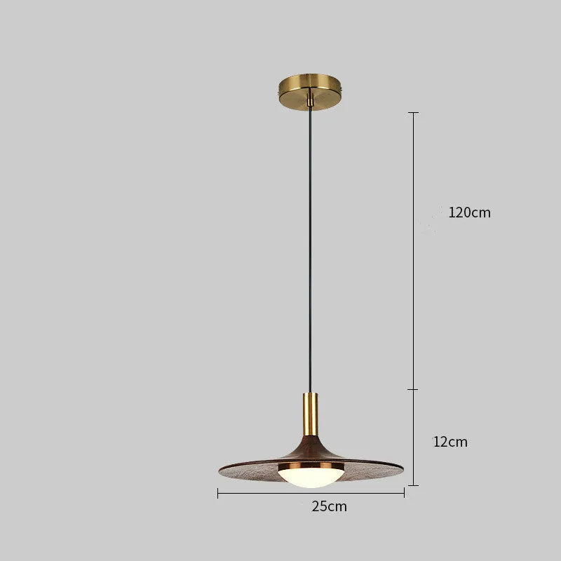 New Chinese style fish line chandelier with walnut wood lamp body and all-copper finish, 250mm or 300mm diameter