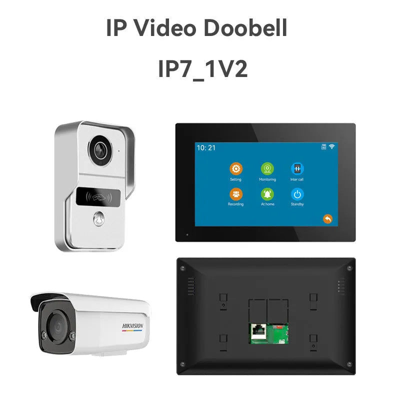 10-inch video intercom doorbell system with 1080P HD camera and indoor display unit