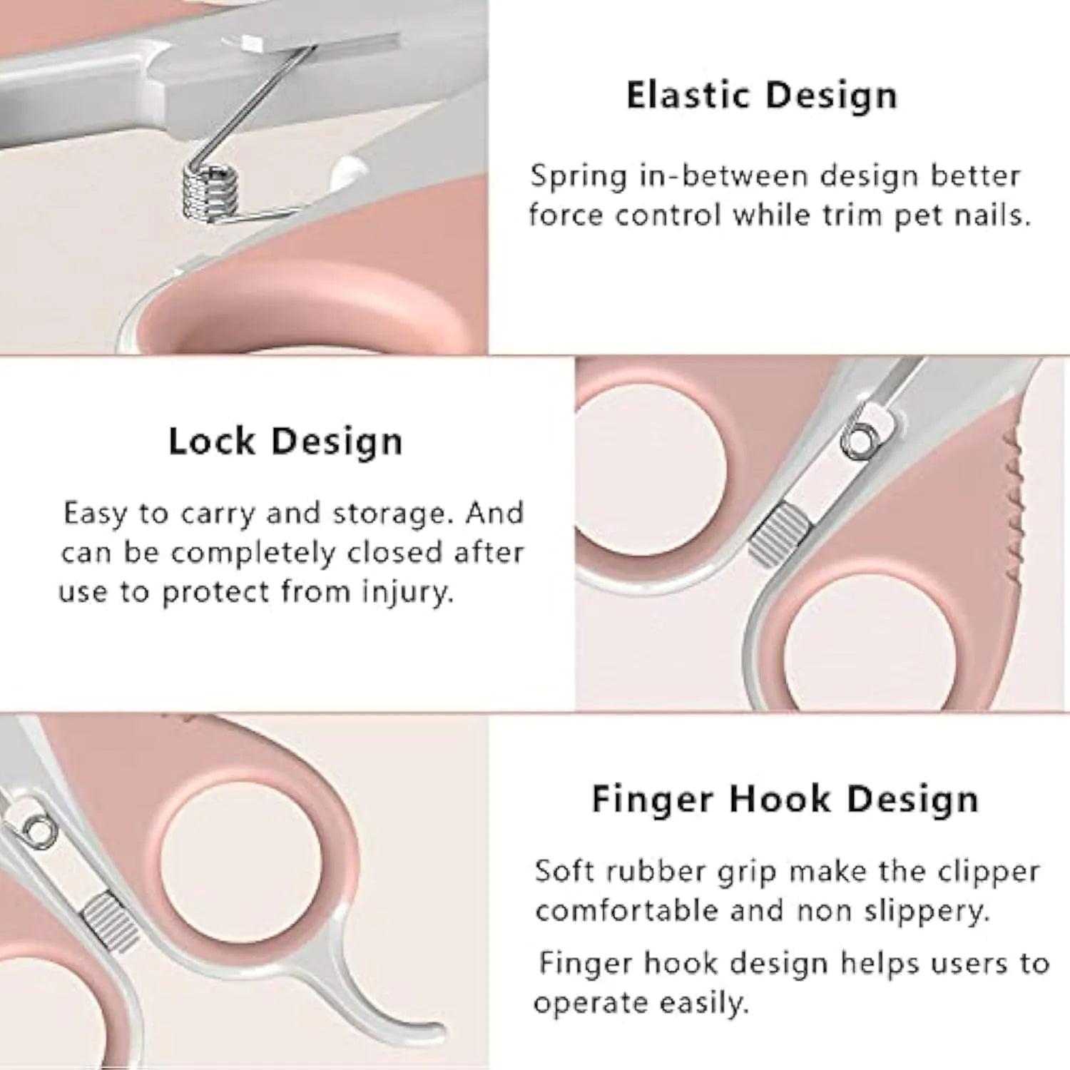 Grey cat nail clippers with safety guard and angled stainless steel blade