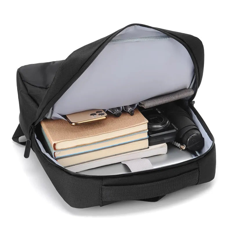 Multifunctional Oxford cloth waterproof backpack for men in solid colour, 20-35L capacity, black shown.