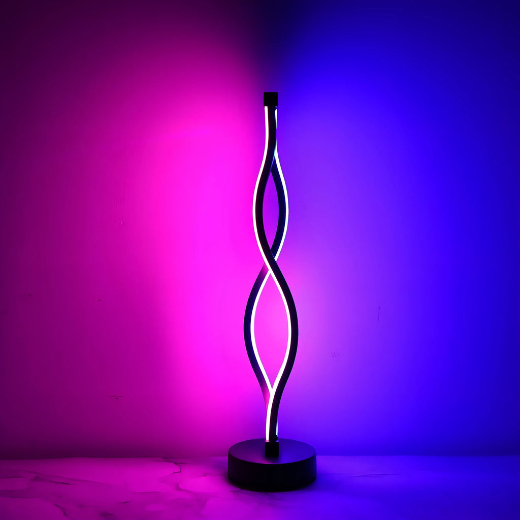 Black creative desk lamp with aluminium base and touch dimming controls.