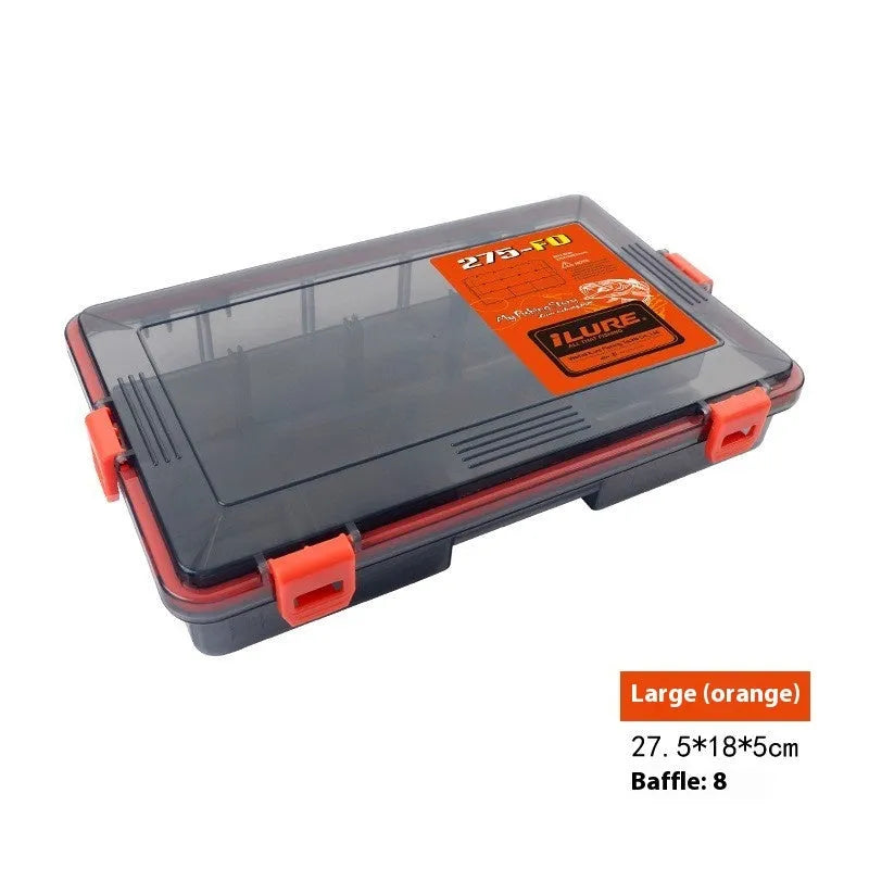 Multifunctional waterproof fishing lure box in blue, PP material, 225x180x50mm size