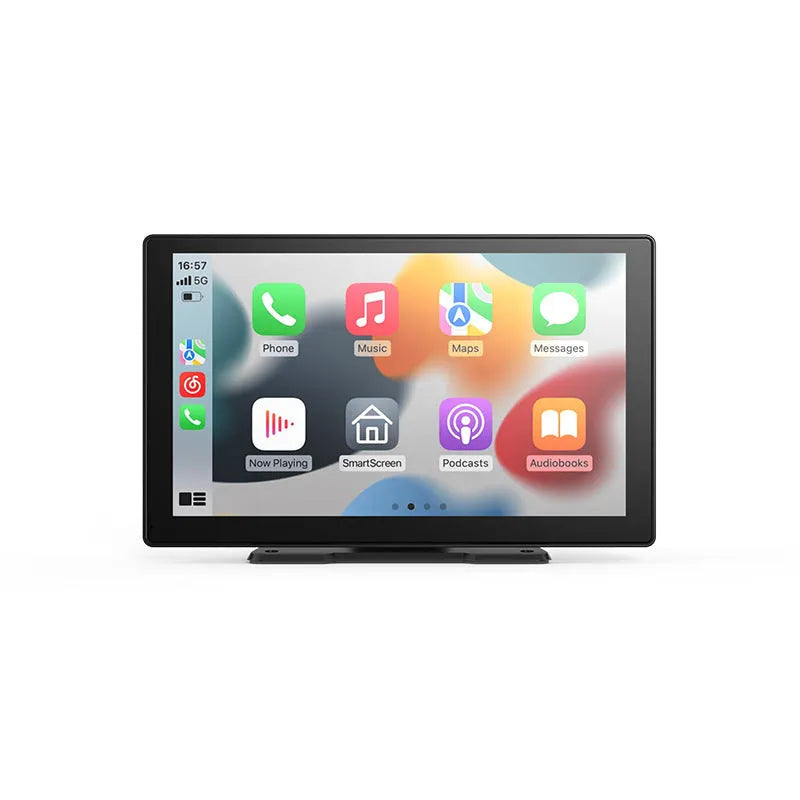 9-inch Carplay driving recorder with front and rear dual lenses mounted on centre console