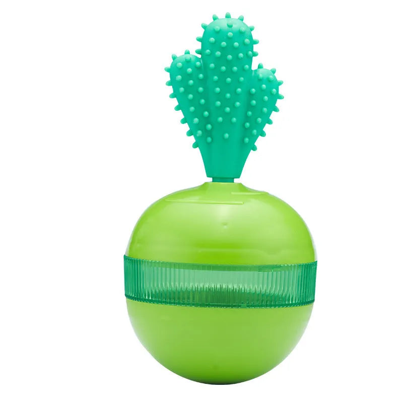 Blue durable rubber treat dispensing dog toy ball for medium large dogs