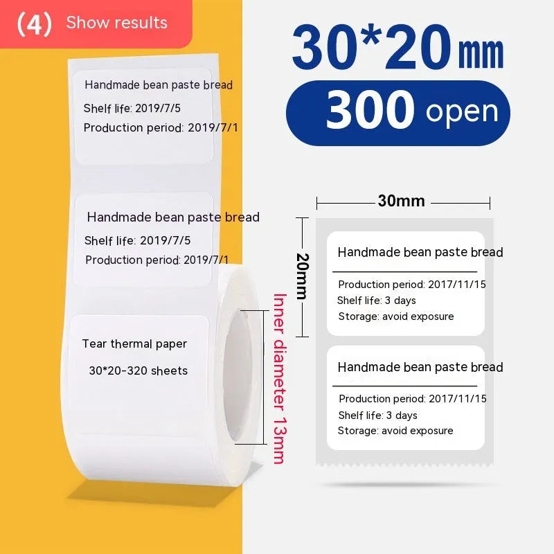 Roll of white 40x40mm thermal paper adhesive labels for price tagging