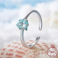 Silver conch open ring for women electroplated BSR672E on white background
