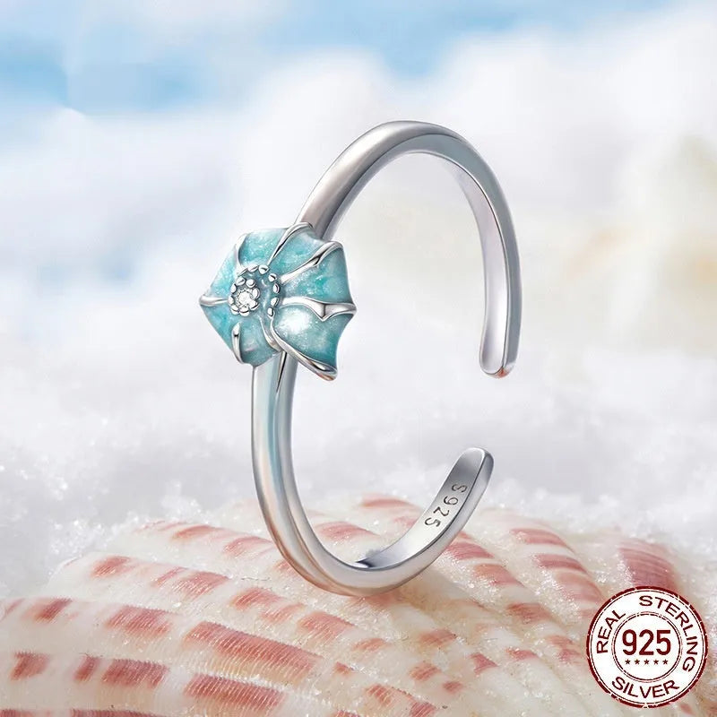 Silver conch open ring for women electroplated BSR672E on white background