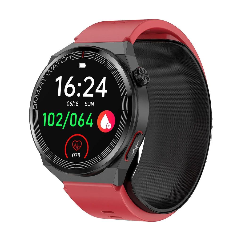 Blood pressure voice broadcast sport smart watch with TFT screen, available in black, blue, and red colours