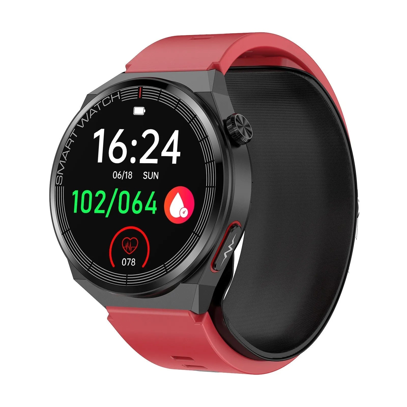 Blood pressure voice broadcast sport smart watch with TFT screen, available in black, blue, and red colours