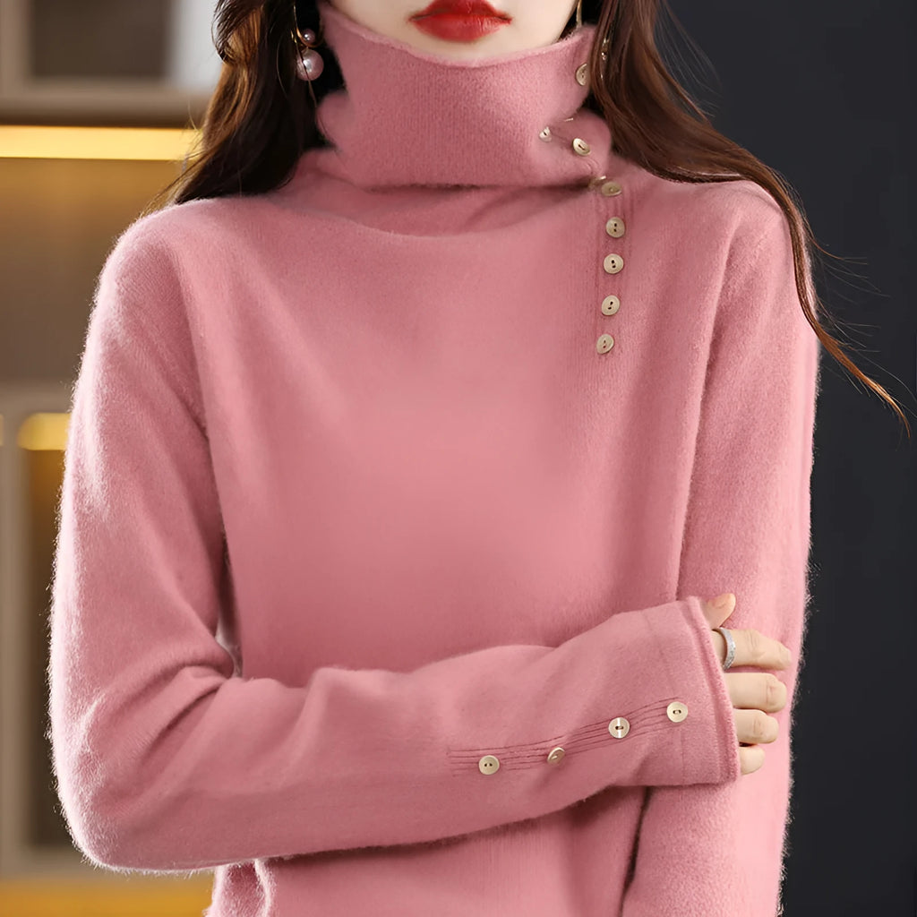 Women's core-spun yarn knit shirt with a 3D pattern, shown in a selection of available colours.