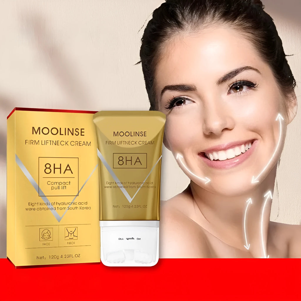 Neck moisturising cream with roller applicator for dry skin care in medium sample size