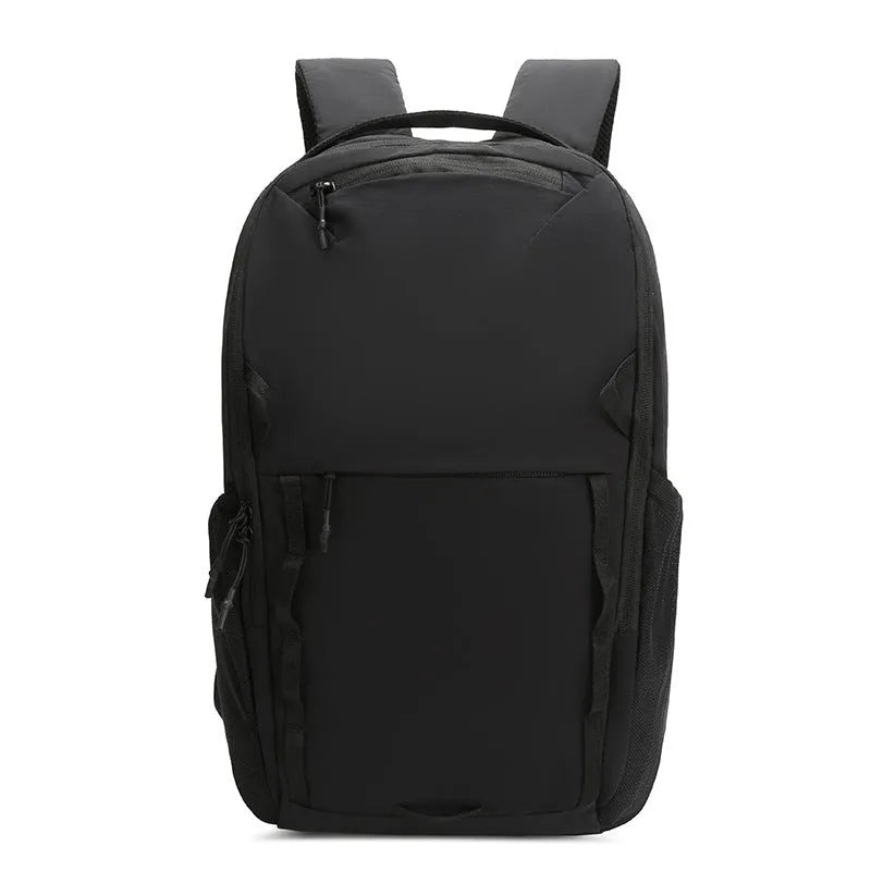 Waterproof Taslan composite cloth backpack in solid colour with spliced design, available in beige, for business commute and leisure travel under 20 litres