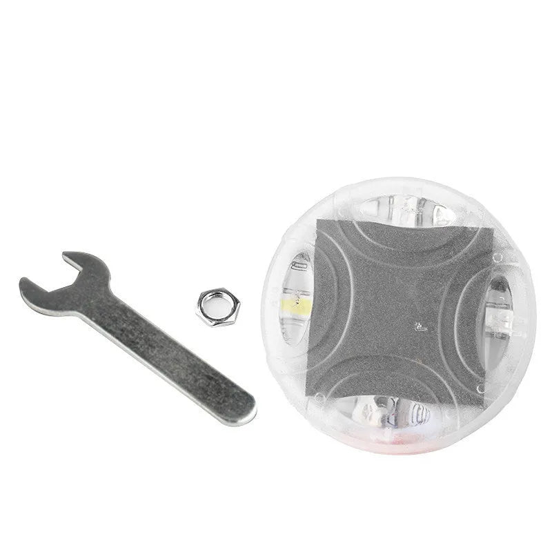 Colourful solar-powered LED decorative light for vehicle wheel hub installation.