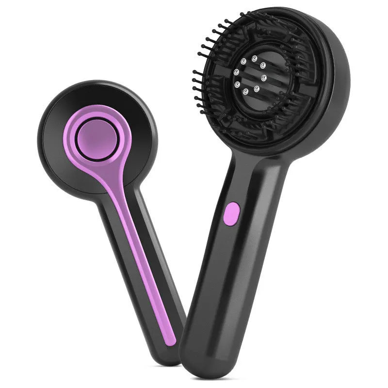 Grey USB head massager comb with mechanical switch and vibration functions