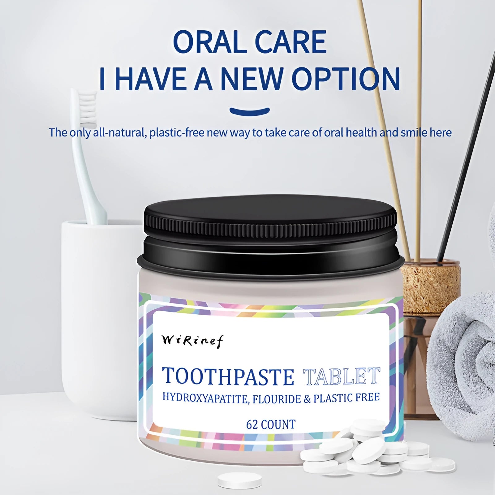 TP19 solid toothpaste tablets pack with 62 disposable cleaning tablets for portable oral hygiene