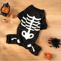 Halloween pet clothing with luminous skull bones design in milk silk fabric on a light background