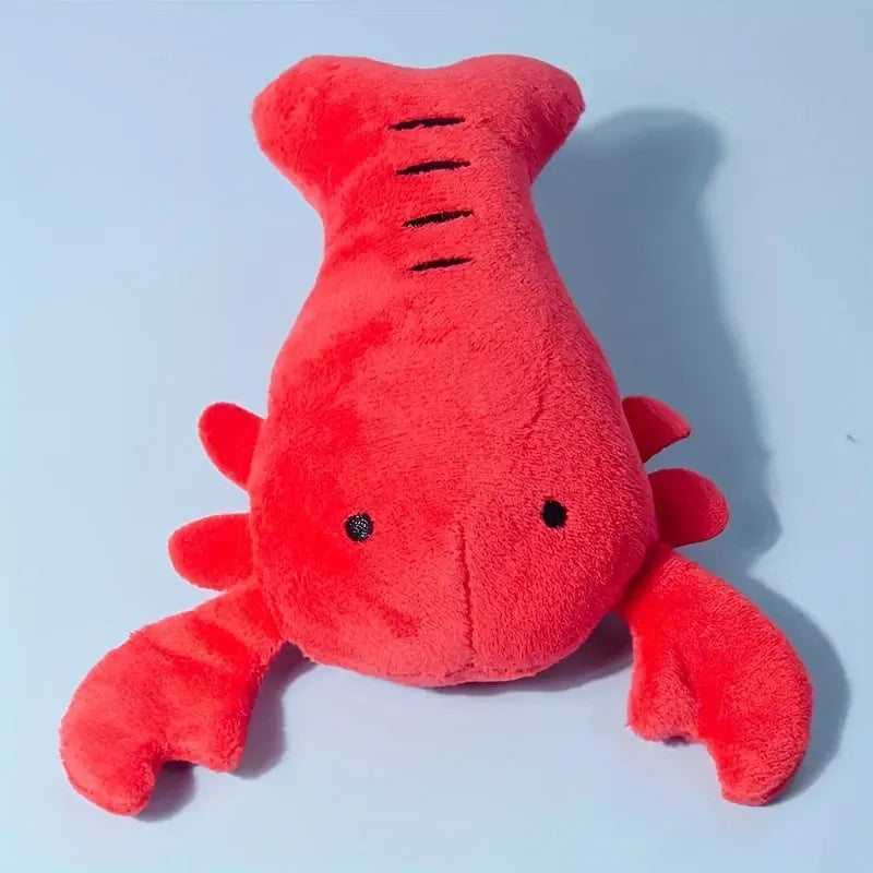 Red plush lobster crab dog toy with squeaker, size 12.5cm for small medium breeds