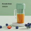 Portable USB charging juicer in avocado green or cherry blossom pink with 150W motor