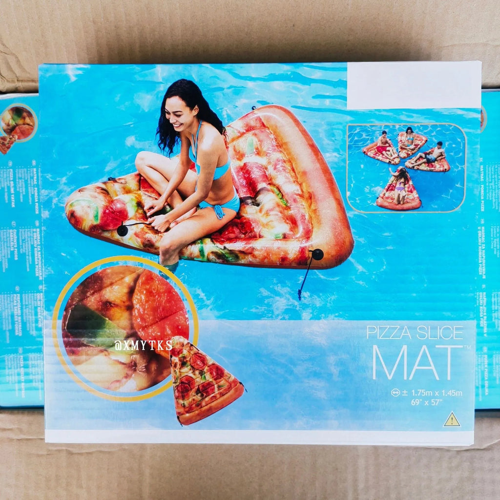 Inflatable pizza surfboard pool float 175cm x 145cm colourful design