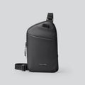 Men's black Oxford cloth crossbody bag with reinforced stitching and simple design