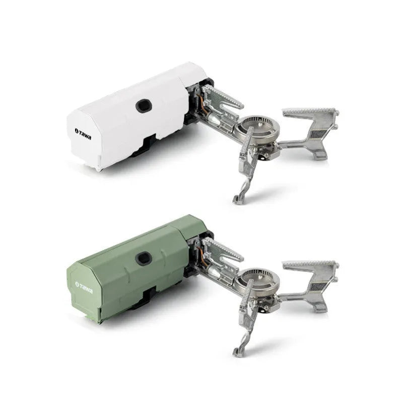 Portable folding camping gas stove 25 x 11 x 8 cm with adjustable control valve and anti-slip feet
