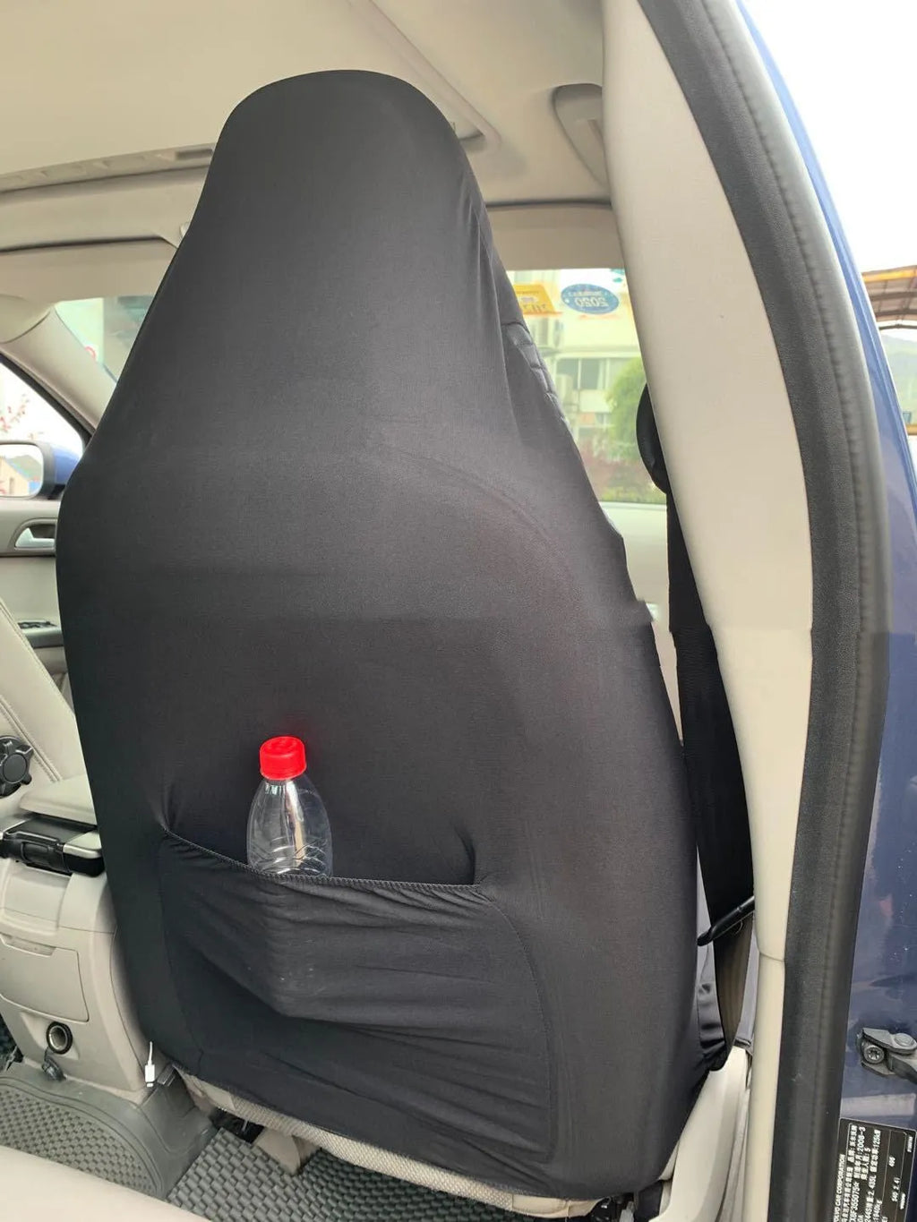 Black quilted universal car seat cover made from PU and polyester fabric