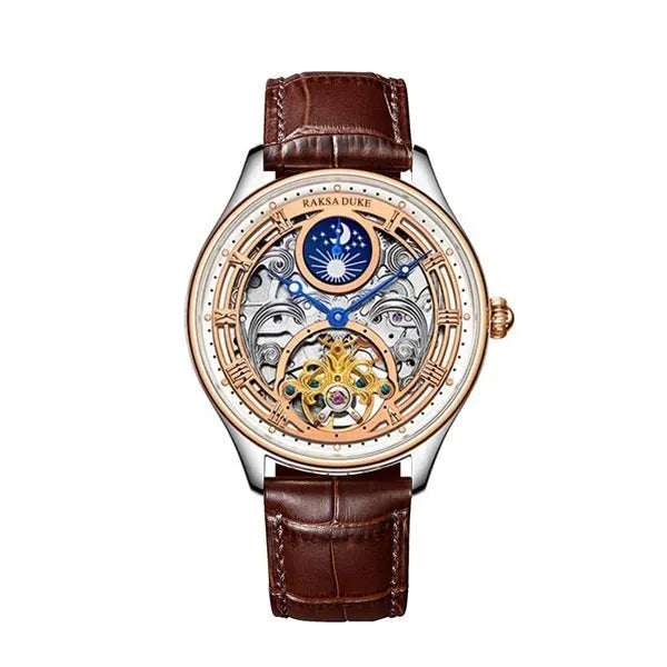 6100 hollow business leisure waterproof watch for men with steel strap in white