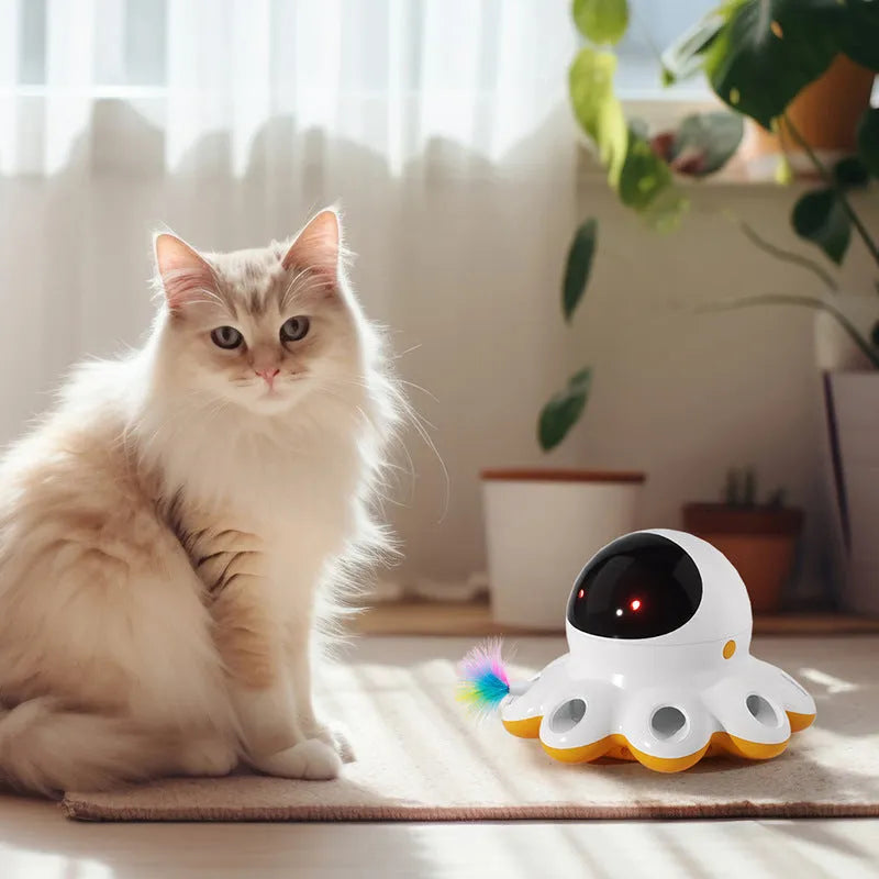 New Cat Teaser Electric Cat Toy shiny automatic funny cat toy with feather attachment and Type-C cable