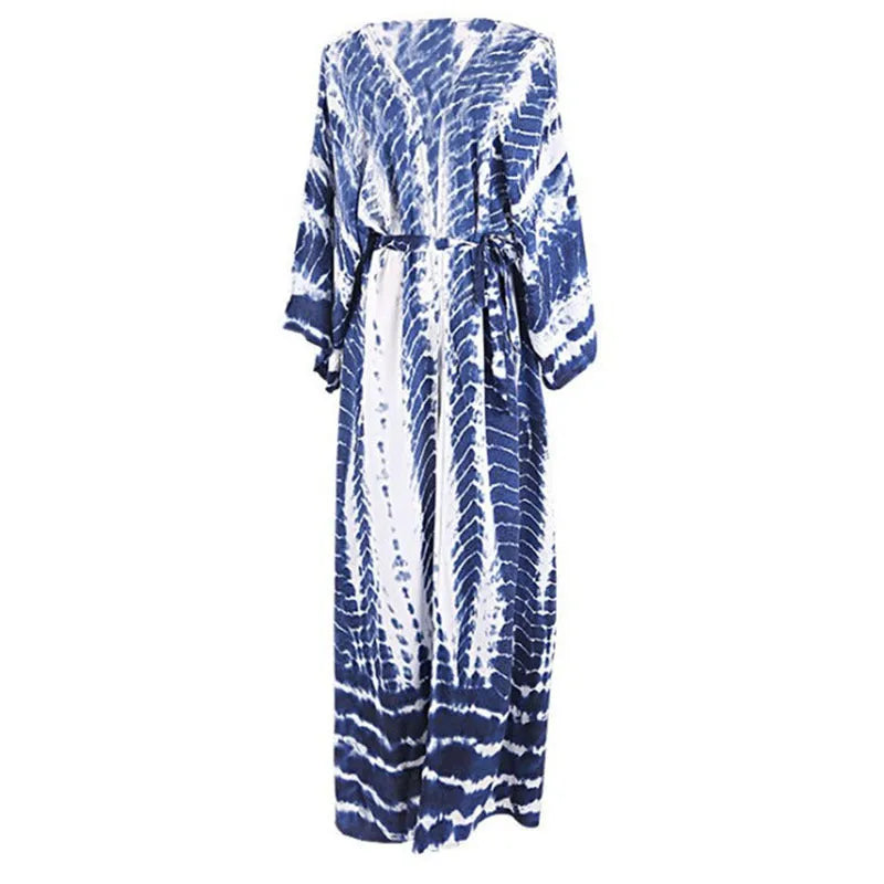 Printed cotton beach cover-up shirt with loose fit and colourful DN0712 pattern