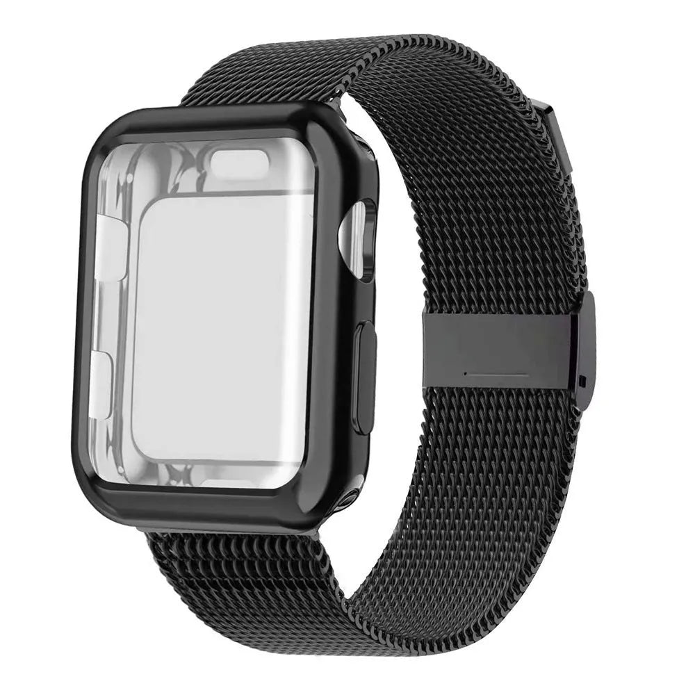 Milanese loop magnetic metal watch band for Apple Watch in multiple colours on a wrist