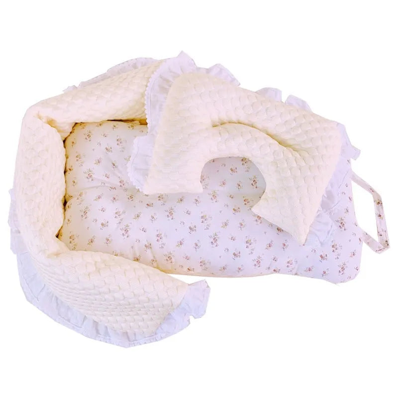 Pet stroller cotton anti-dirty towel, cushion, and pillow set in floral pattern