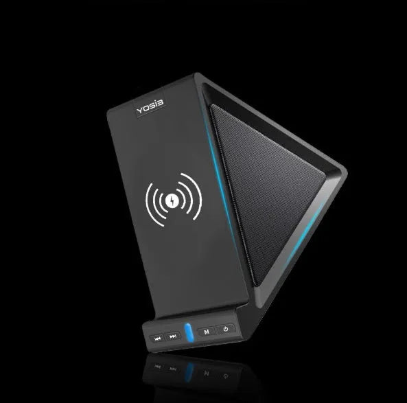 Black multifunctional Bluetooth speaker with integrated mobile phone stand and built-in 2000mAh power bank.