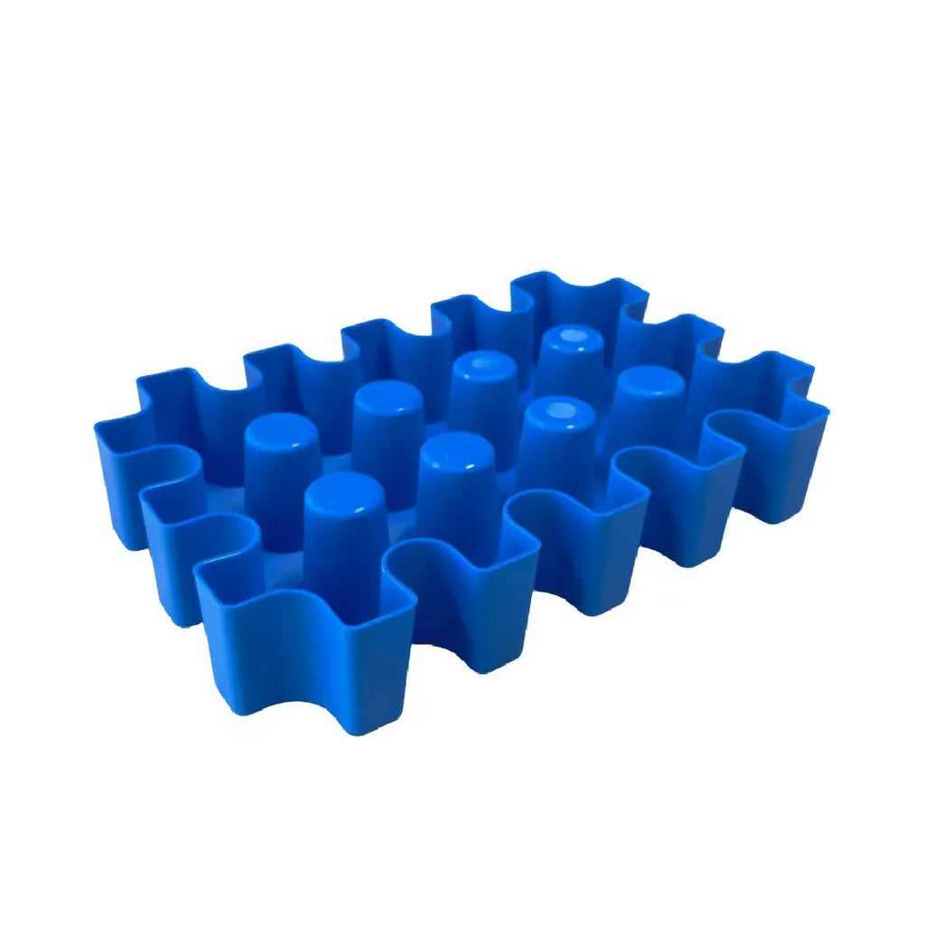 Blue PP portable ice tray maker for camping and picnic, size 34x22x6cm
