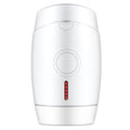 White home laser hair removal instrument with display screen on a compact handheld unit.