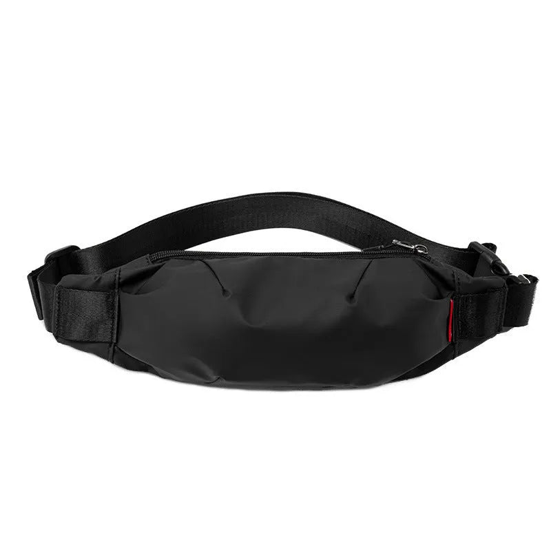 Black Oxford cloth waist pack for men with zipper and internal phone pocket