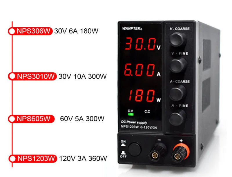 White adjustable DC power supply unit for mobile phone and notebook computer repair with voltage display